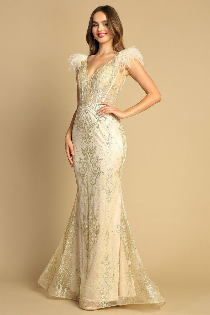Adora Design 3130 Sleeveless Glitter Applique Long Formal Prom Dress