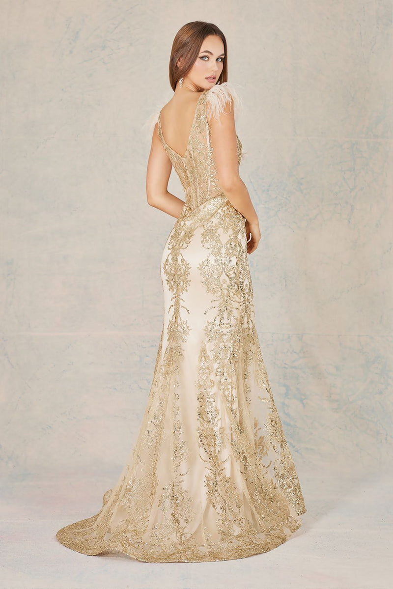Adora Design 3148 Glitter Printed Mermaid Long Formal Prom Dress