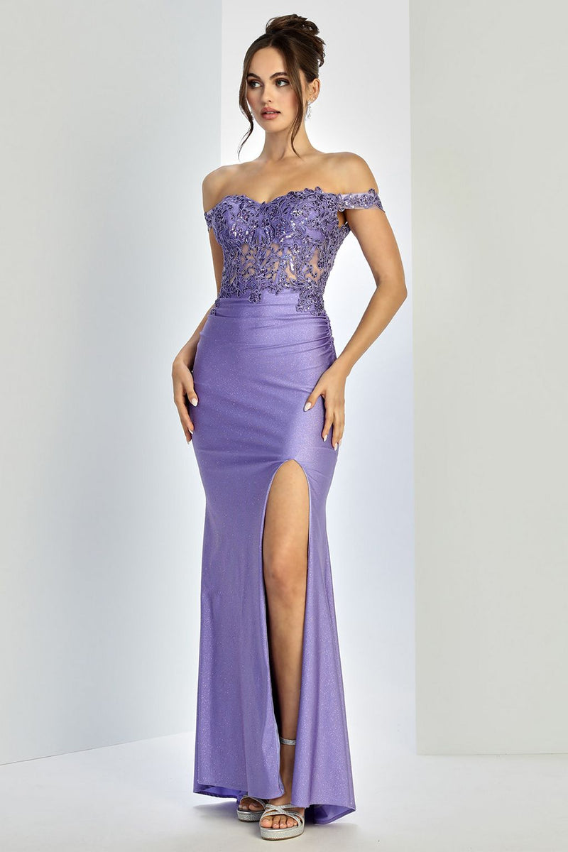 Adora Design 3189 Off Shoulder Long Fitted Lace Prom Gown