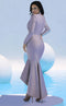 Jessica Angel JA318 V-Neck Long Sleeve Fitted Ruched Evening Jersey Dress