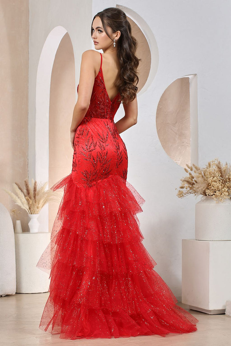 Adora Design 3205 Glitter Tulle Tiered Mermaid Formal Prom Dress