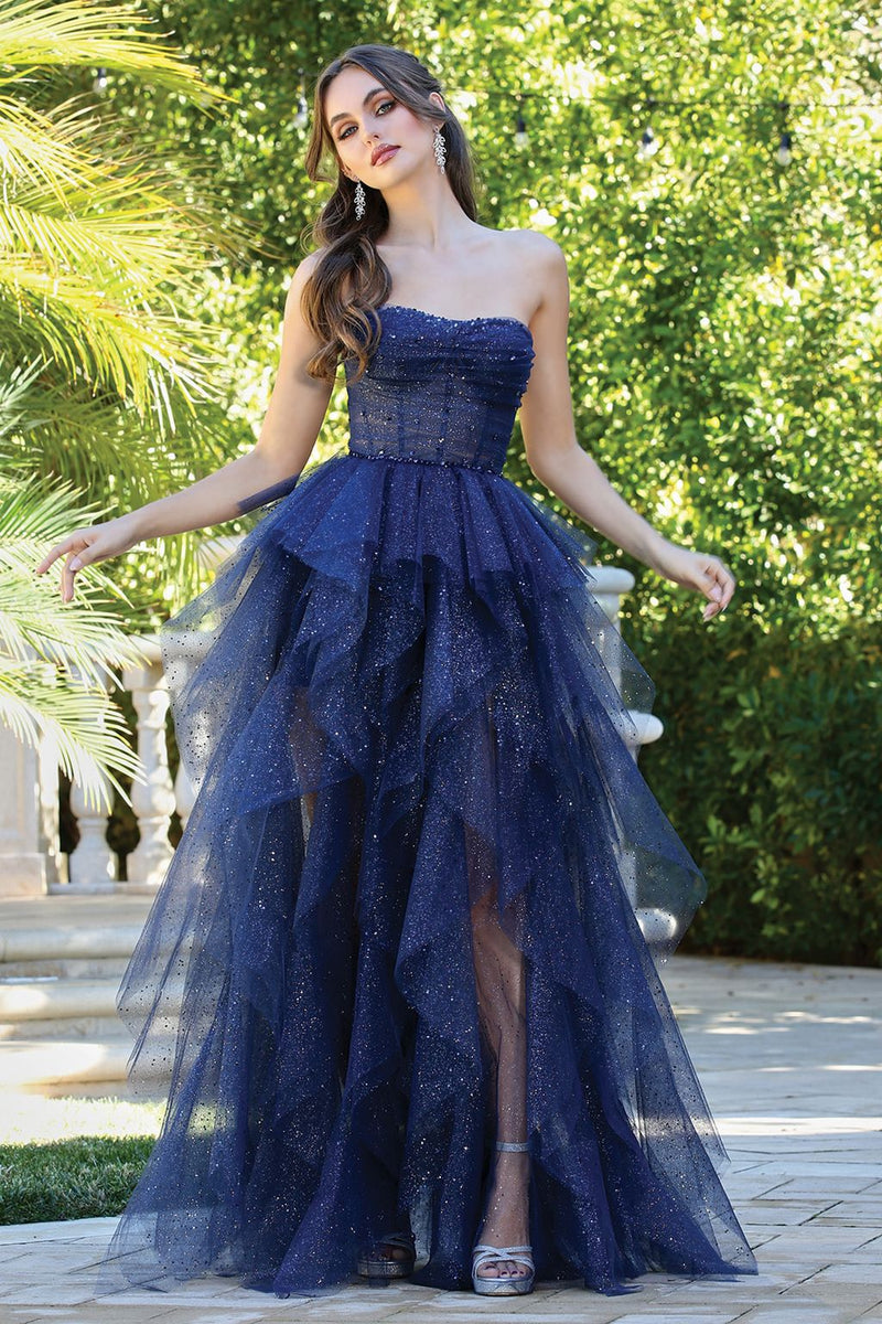 Adora Design 3210 Strapless Glitter Tulle Corset Prom Gown