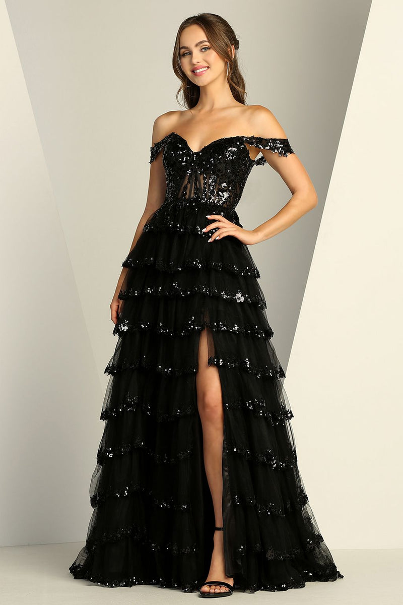 Adora Design 3213 Off Shoulder Sequin A Line Long Formal Prom Dress