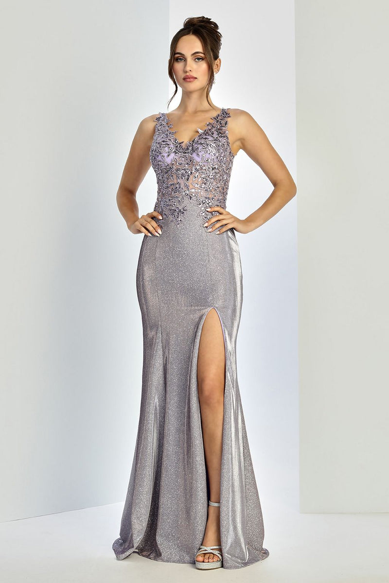 Adora Design 3230 Long Glitter Satin Fitted Formal Prom Gown