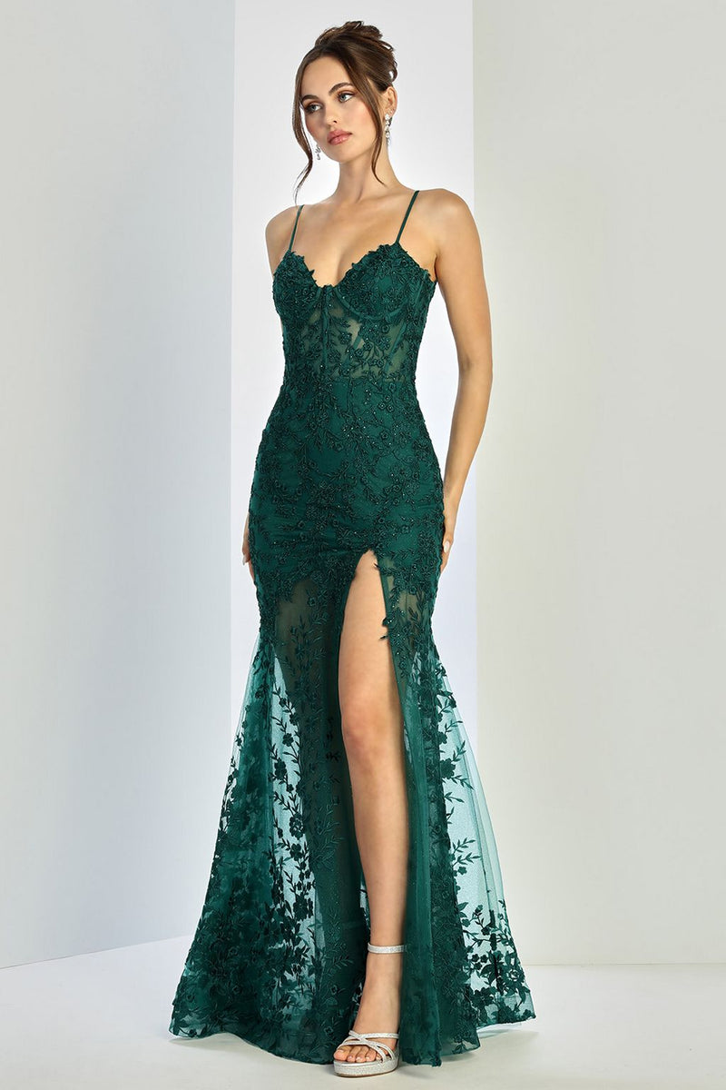Adora Design 3242 Lace Mermaid Corset Slit Long Formal Prom Dress