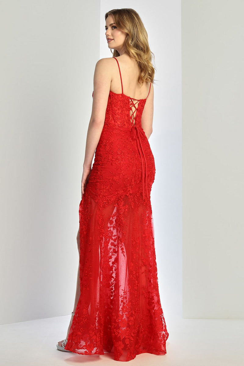 Adora Design 3242 Lace Mermaid Corset Slit Long Formal Prom Dress