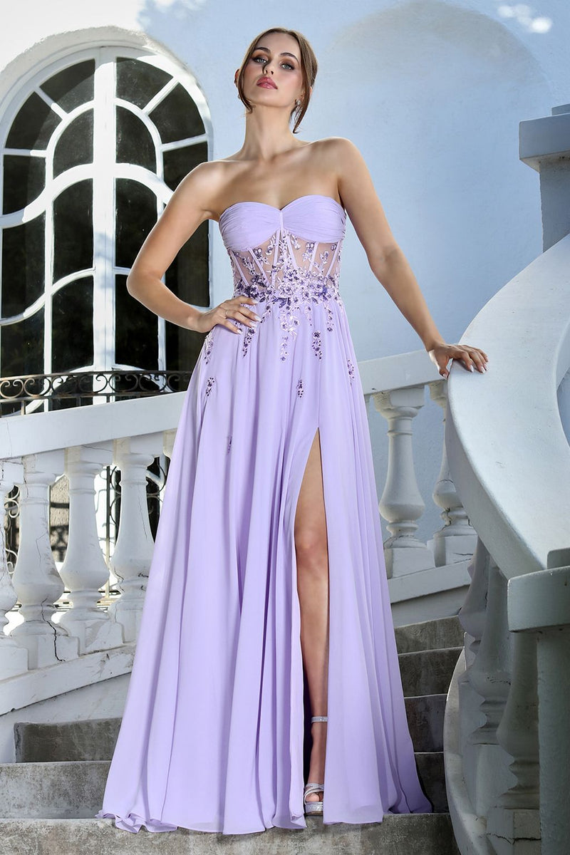 Adora Design 3264 Chiffon Corset A-Line Strapless Prom Gown