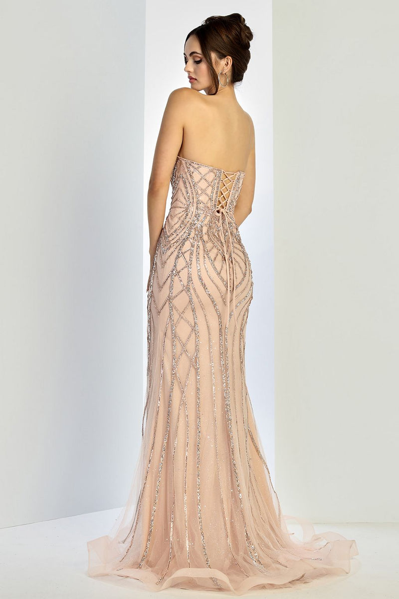 Adora Design 3276 Strapless Beaded Tulle Long Formal Prom Dress