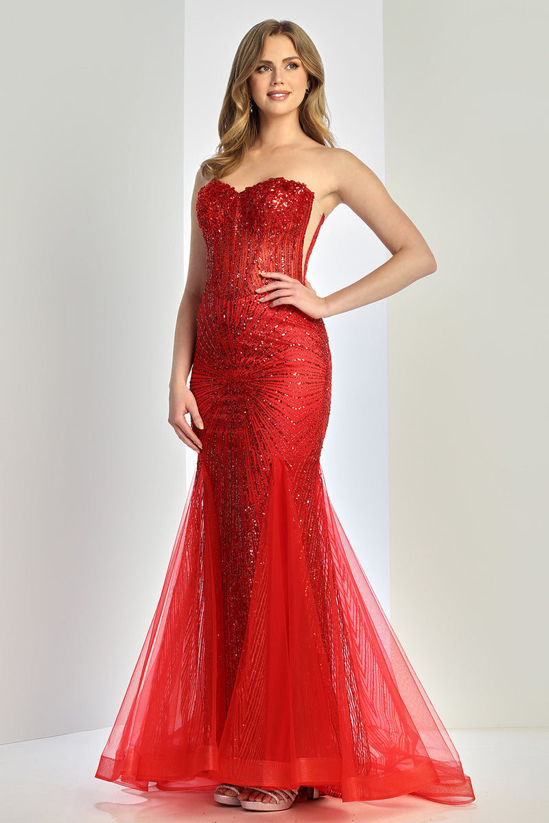 Adora Design 3278 Strapless Beaded Tulle Mermaid Prom Dress