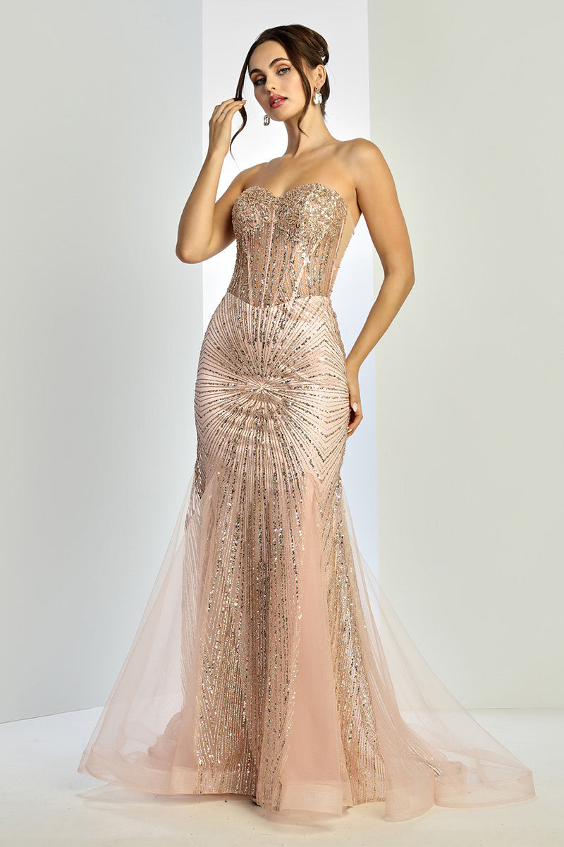 Adora Design 3278 Strapless Beaded Tulle Mermaid Prom Dress
