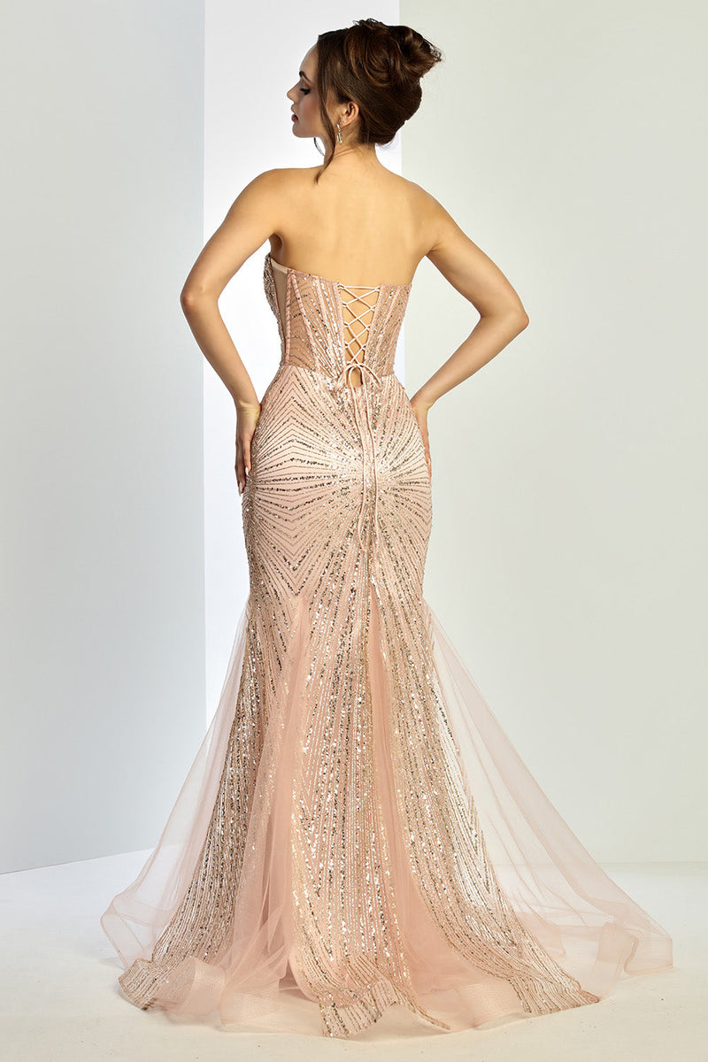 Adora Design 3278 Strapless Beaded Tulle Mermaid Prom Dress