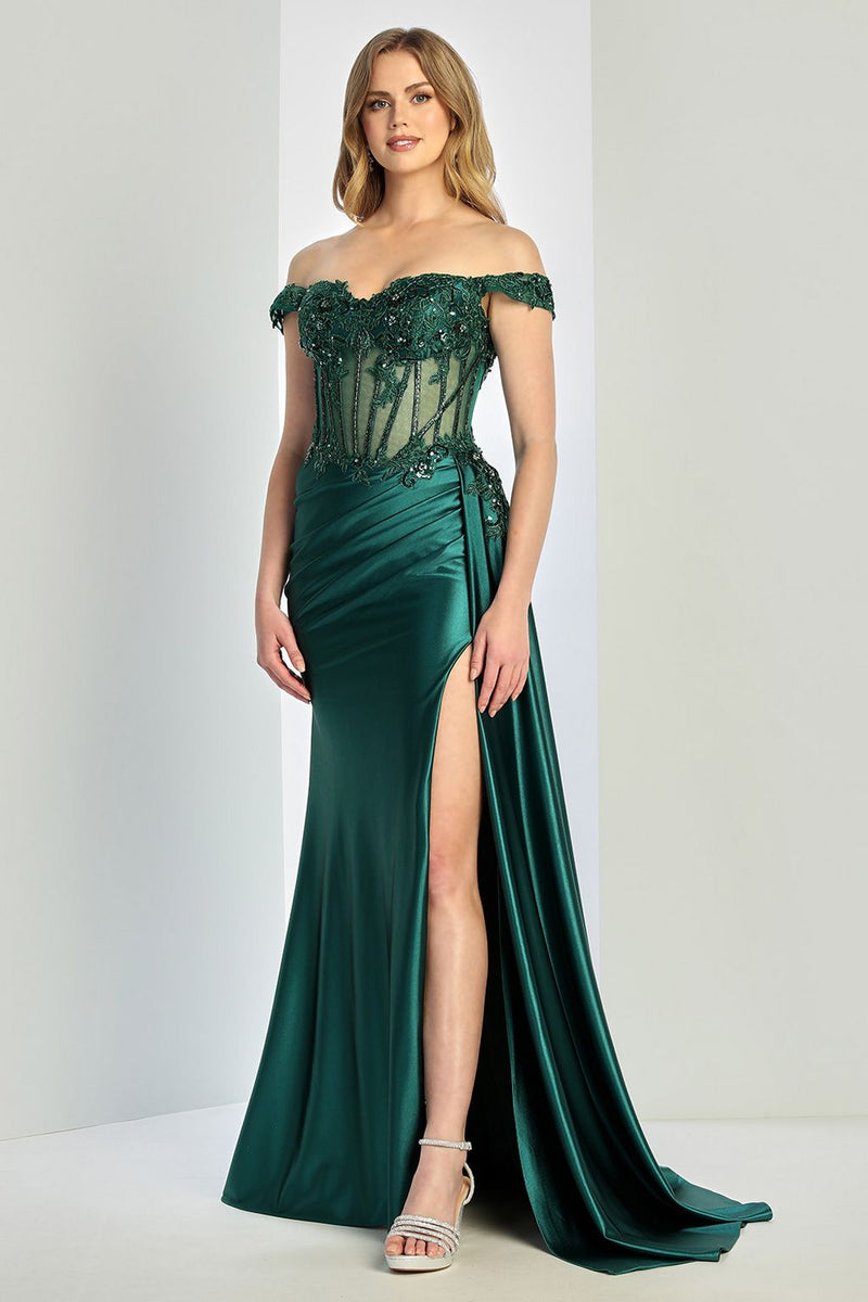 Adora Design 3281 Off Shoulder Beaded Applique Corset Prom Gown