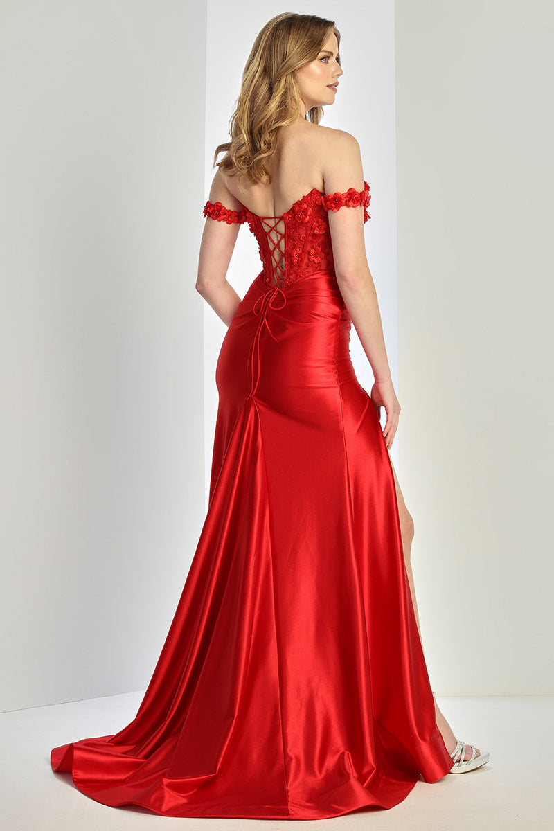 Adora Design 3293 Long Fitted Lace Applique Corset Prom Dress
