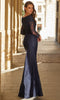 La Femme 33333 Floral Lace Long Sleeve Evening Gown