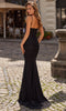 La Femme 33443 Fitted Lace Spaghetti Strap Gown
