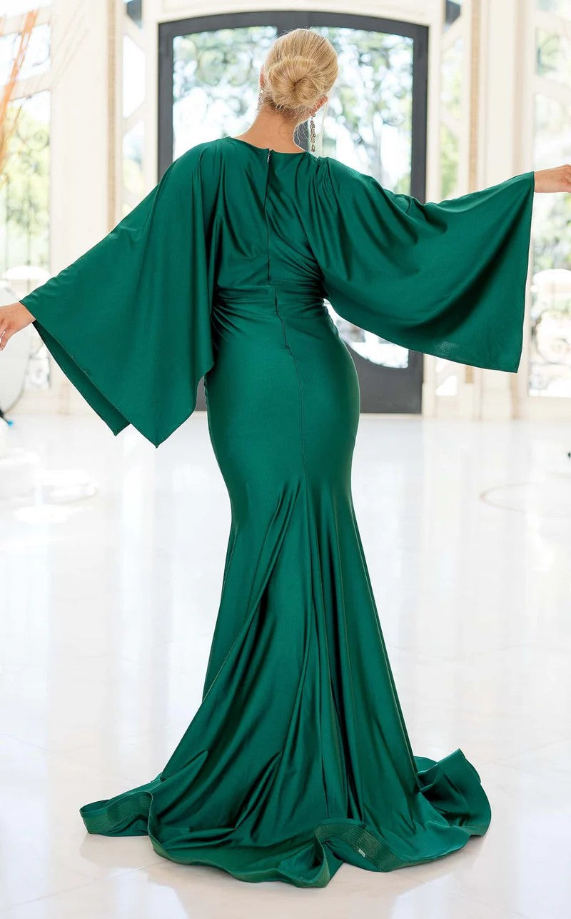 Jessica Angel JA335 Fitted Court Train Evening Formal Floor-Length Jersey Dress