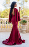 Jessica Angel JA336 V-Neck Illusion Mermaid Open Back Train Jersey Dress