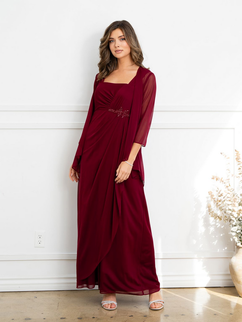 Eva USA EV3527 Two Piece Beaded Evening Set with Tailored Detailing Dress