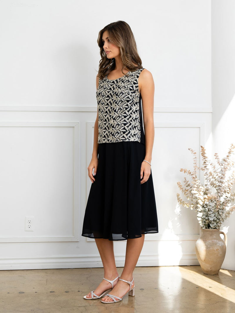 Eva USA EV3530 Structured Metallic Sheen Cocktail Set with Jacket Dress