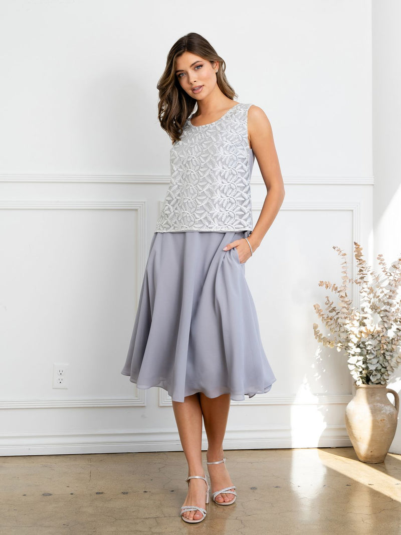 Eva USA EV3530 Structured Metallic Sheen Cocktail Set with Jacket Dress