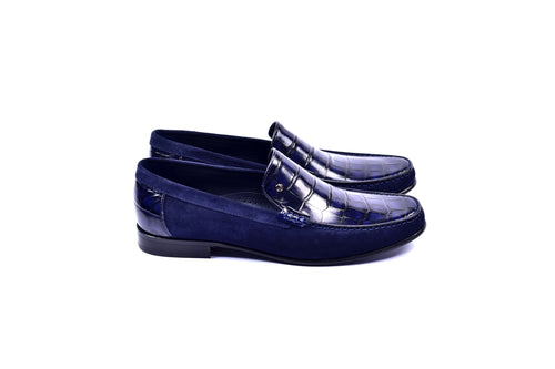 C0014054-3898C Suede And Croco print vamp-Navy