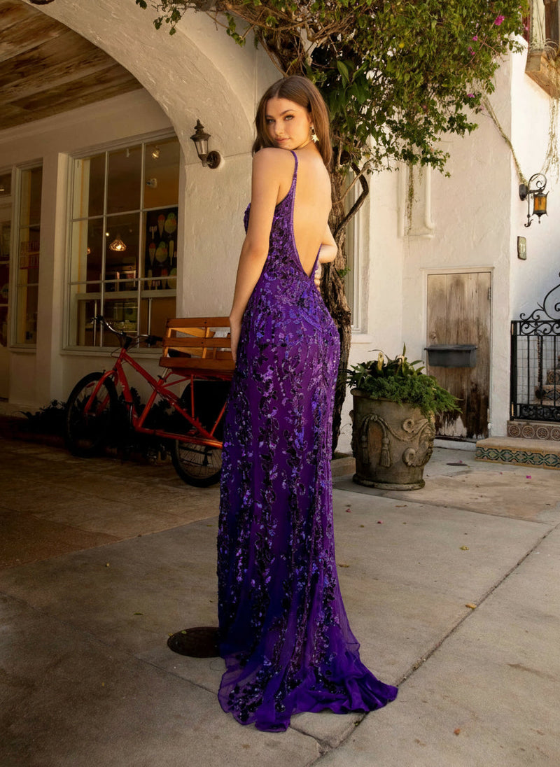 Primavera Couture 3913 - Floral Sequin Prom Gown