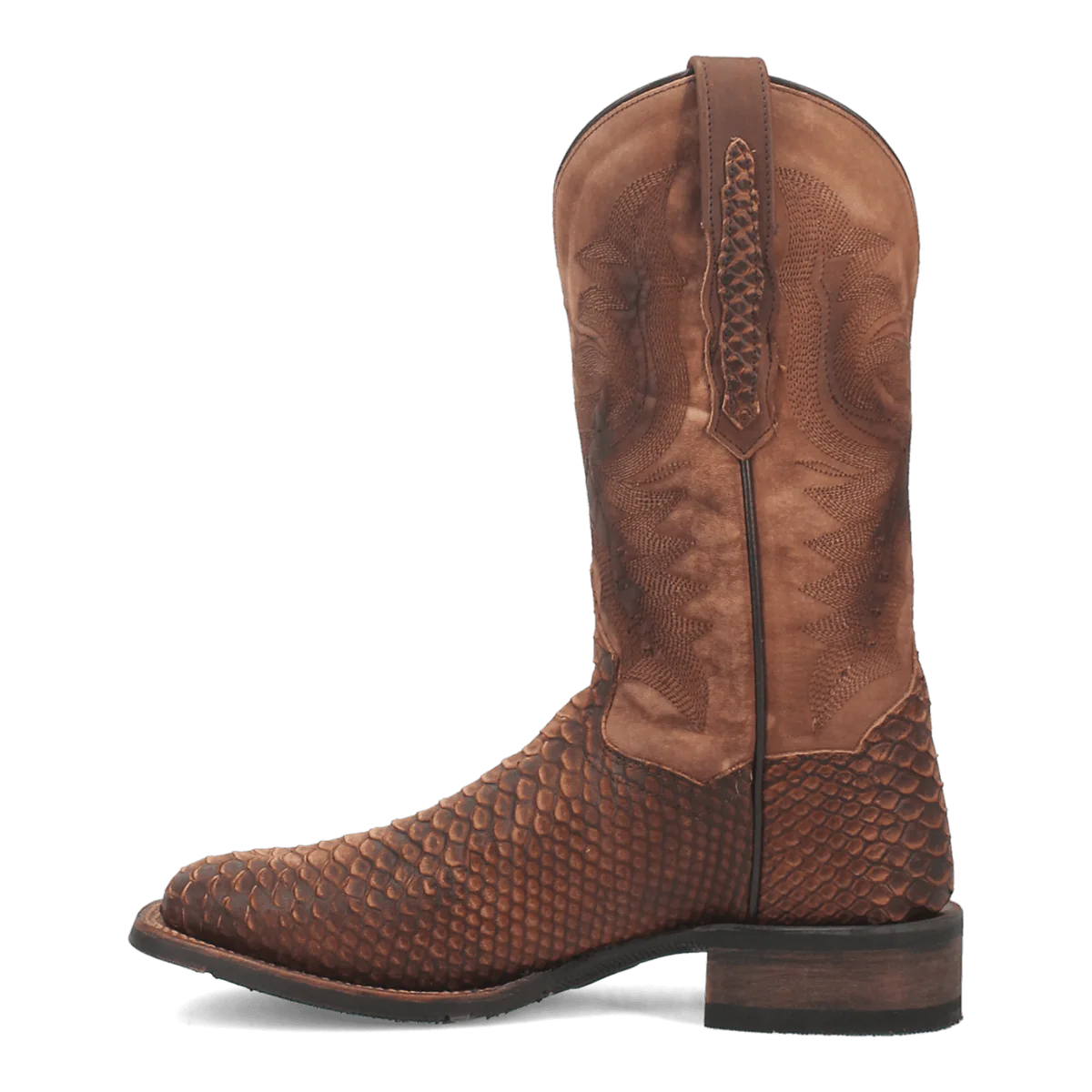 Dan Post Men's KA Python Print Leather Square Toe Boots - Brown