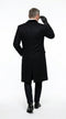 Men’s Black Double Breasted Overcoat, James Bond Inspired Long Formal Coat for Weddings, Business Events, Parties, and Winter Occasions