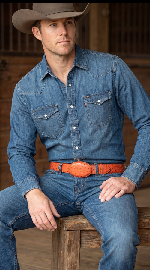 Men’s Orange Rust Copper Genuine Leather Belt with Textured Finish – Classic Dress Belt for Formal and Casual Wear