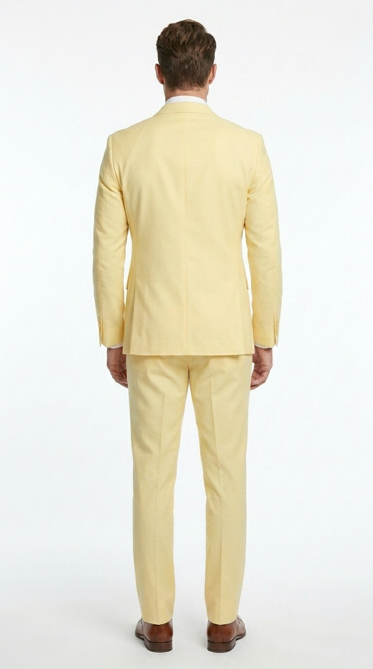 Men’s Pale Yellow 2 Piece Suit, Formal Dress Suit for Weddings, Prom, Parties, Summer Events, and Special Occasions By Vitali