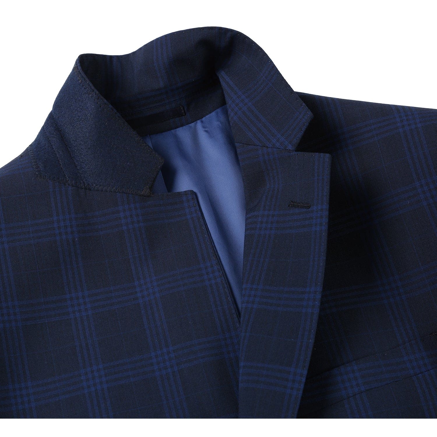 564-3 Men's Slim Fit Wool Blend Stretch Checked Suit