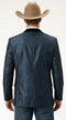 Men’s Sapphire Indigo Western Cowboy Blazer – Classic Western Style Jacket, Country Casual Dress Blazer in Navy Blue with sheen