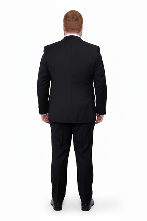 Mix And Match Suits Men's Two Button Portly Fit Black Tonal Suit Executive Fit Suit - Mens Portly Suit