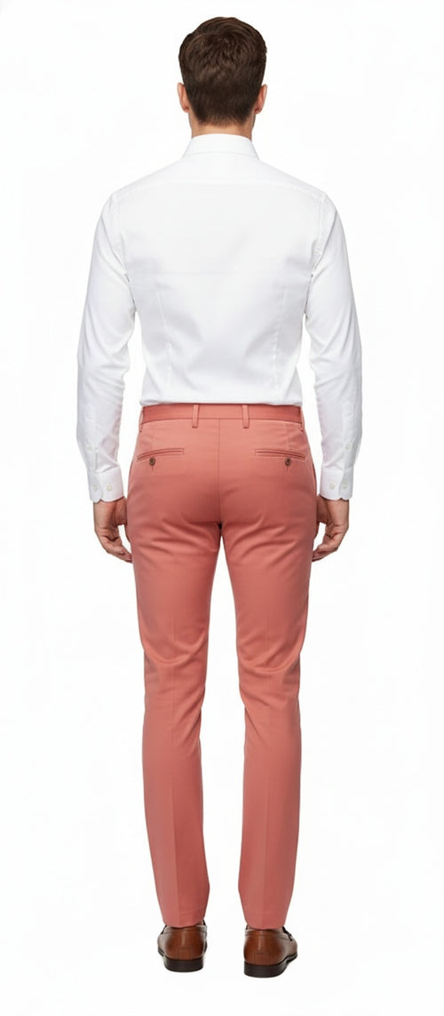 Mens Slim Fit Coral Pink Dress Pants – Stylish Formal and Casual Trousers for All Occasions