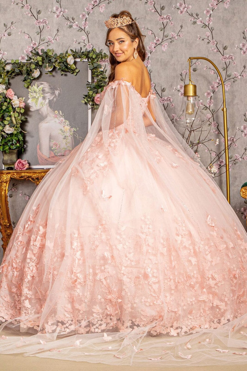3D Butterfly Cape Sleeve Ball Gown by Elizabeth KGL3110