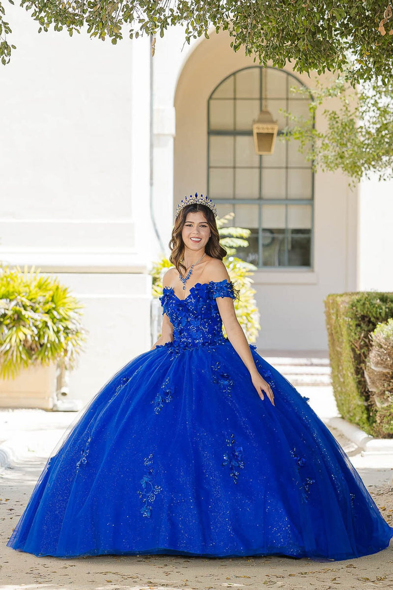 3D Butterfly Off Shoulder Ball Gown by Bella Princess PQ1028