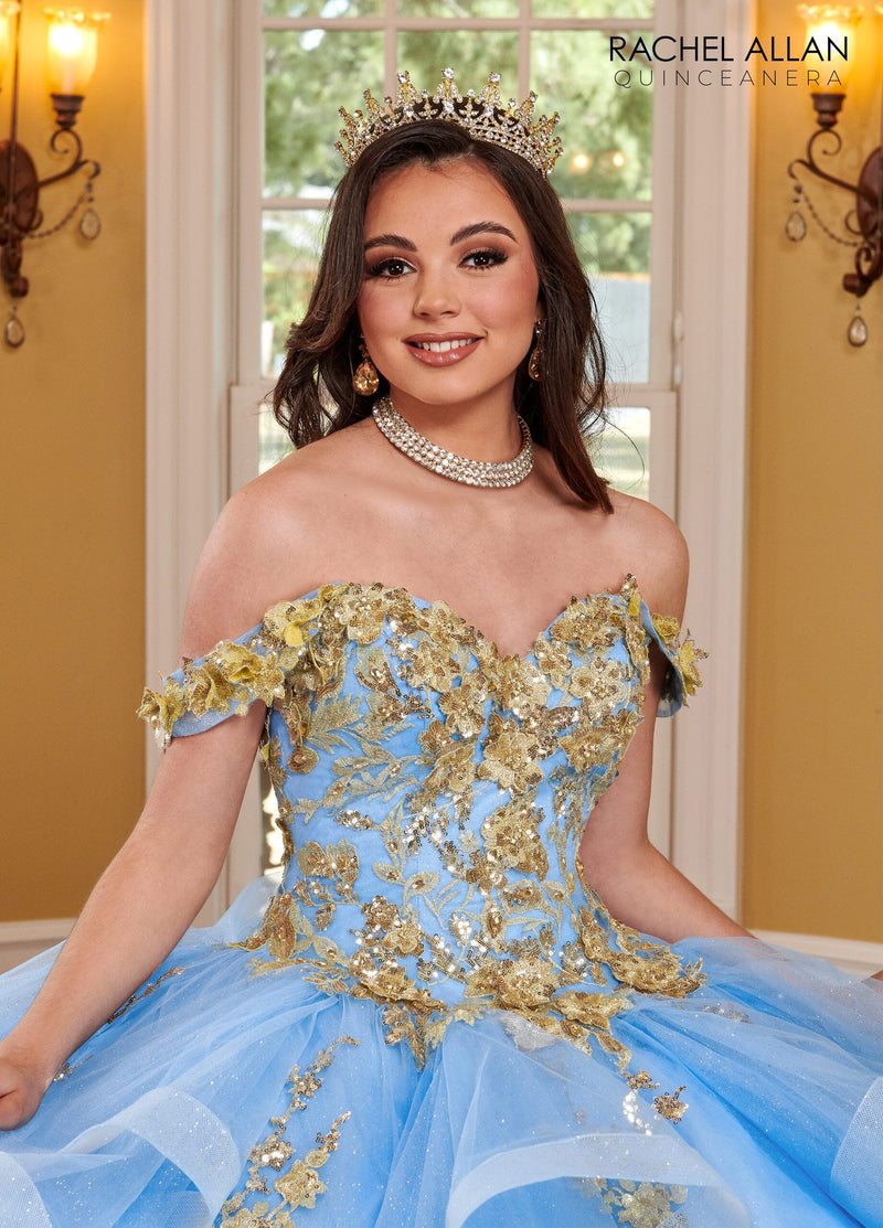 Rachel Allan RQ2165 3D Floral Ruffled Quinceanera Dress