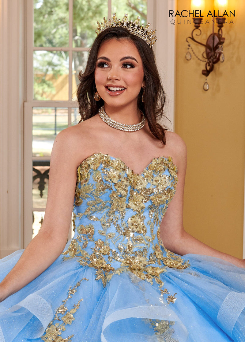 Rachel Allan RQ2165 3D Floral Ruffled Quinceanera Dress