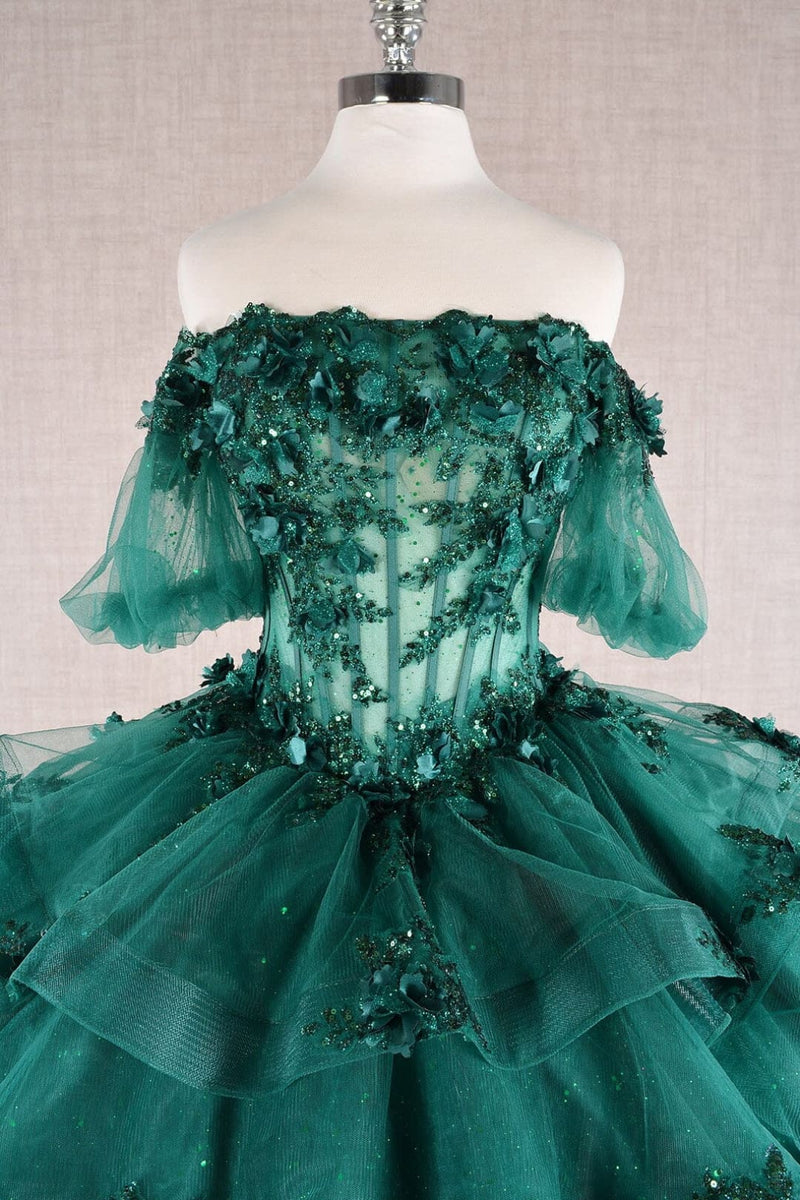 3D Floral Sheer Ball Gown by Elizabeth KGL3180