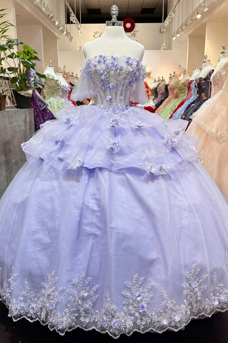 3D Floral Sheer Ball Gown by Elizabeth KGL3180