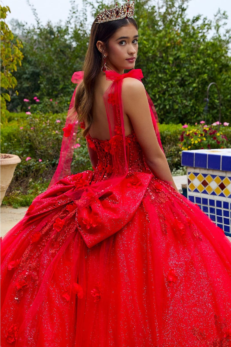 3D Floral Quinceanera Dress Sleeveless Ball Gown by GLS Gloria GL3529