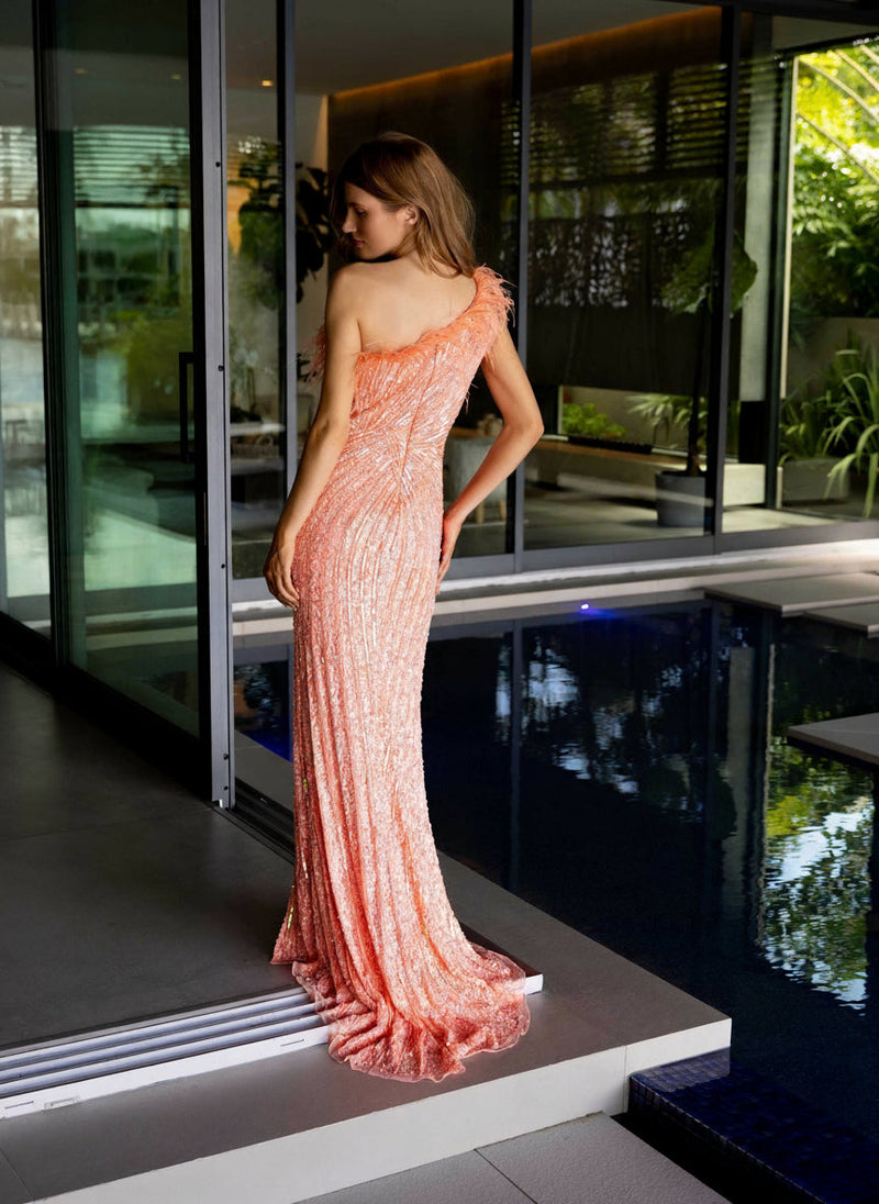 Primavera Couture 4112 - Sequin Feather Prom Dress