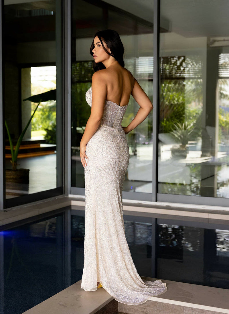 Primavera Couture 4130 - Beaded Sequin Fitted Prom Gown