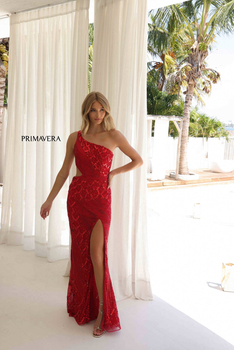 Primavera Couture 4329 - Beaded Slit Prom Dress