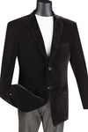 Mens Modern Fit 2 Button Velvet Blazer in Black