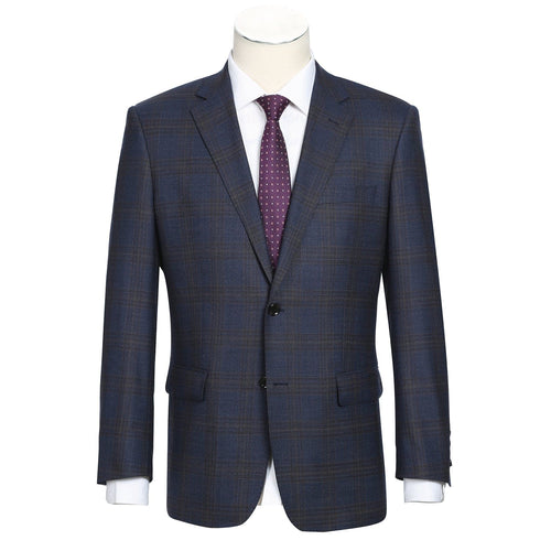 562-7 Men's 3-Piece Wool Stretch Checked Suits