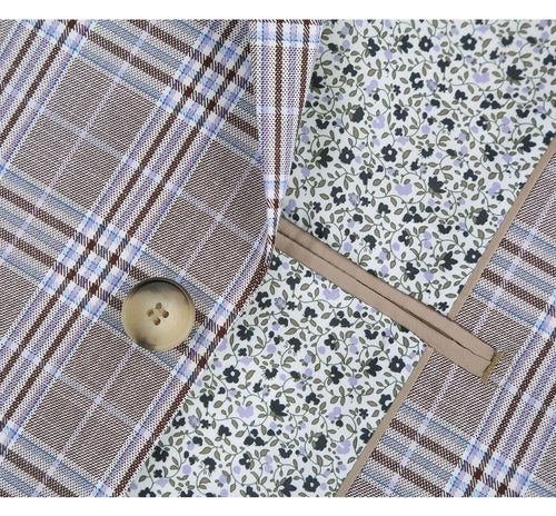 292-7 Men's Slim Fit 2-Piece Single Breasted Check Dress Suit