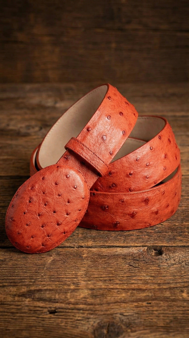 Menās Orange Rust Copper Genuine Leather Belt with Textured Finish ā Classic Dress Belt for Formal and Casual Wear