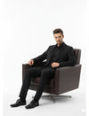 Mens Classic Black Designer Tuxedo Suit with Beaded Lapel – Elegant Formal and Party Wear Jacket and Pants