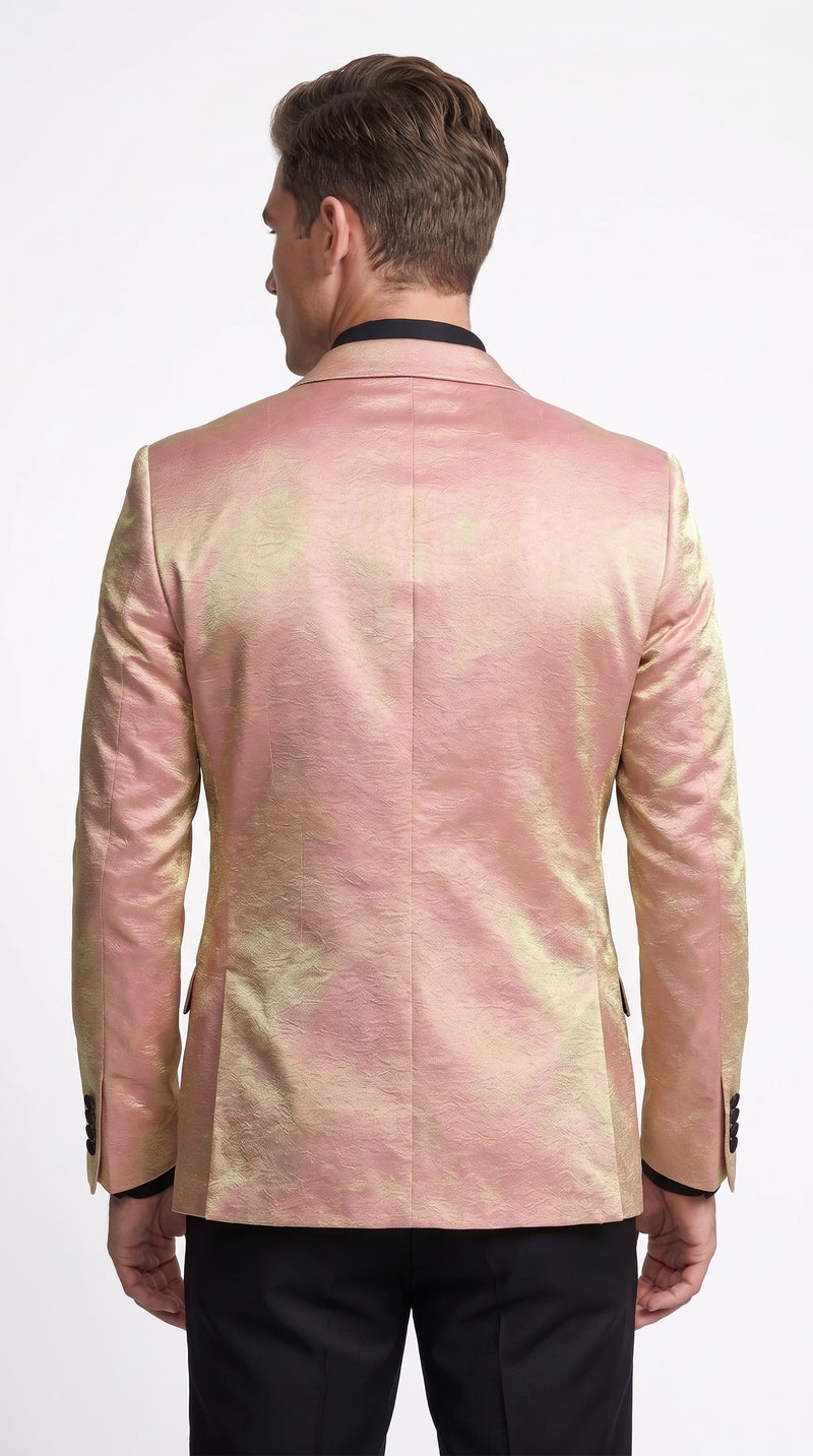 Men’s Rose Gold Tuxedo Jacket – Black Peak Lapel Wedding, Prom and Formal Dinner Blazer
